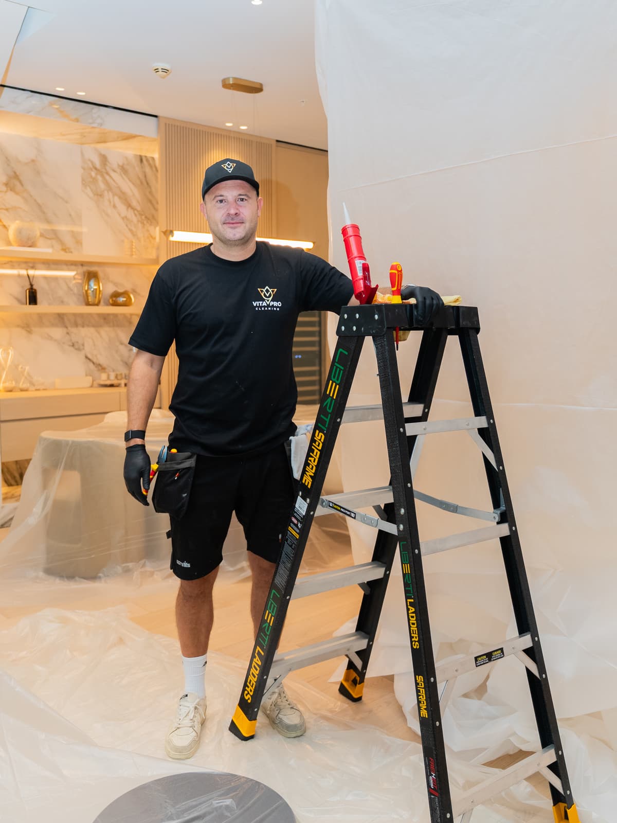 Mark Mitchell, Founder & Director of Vita Pro Cleaning, on site in a Dubai villa